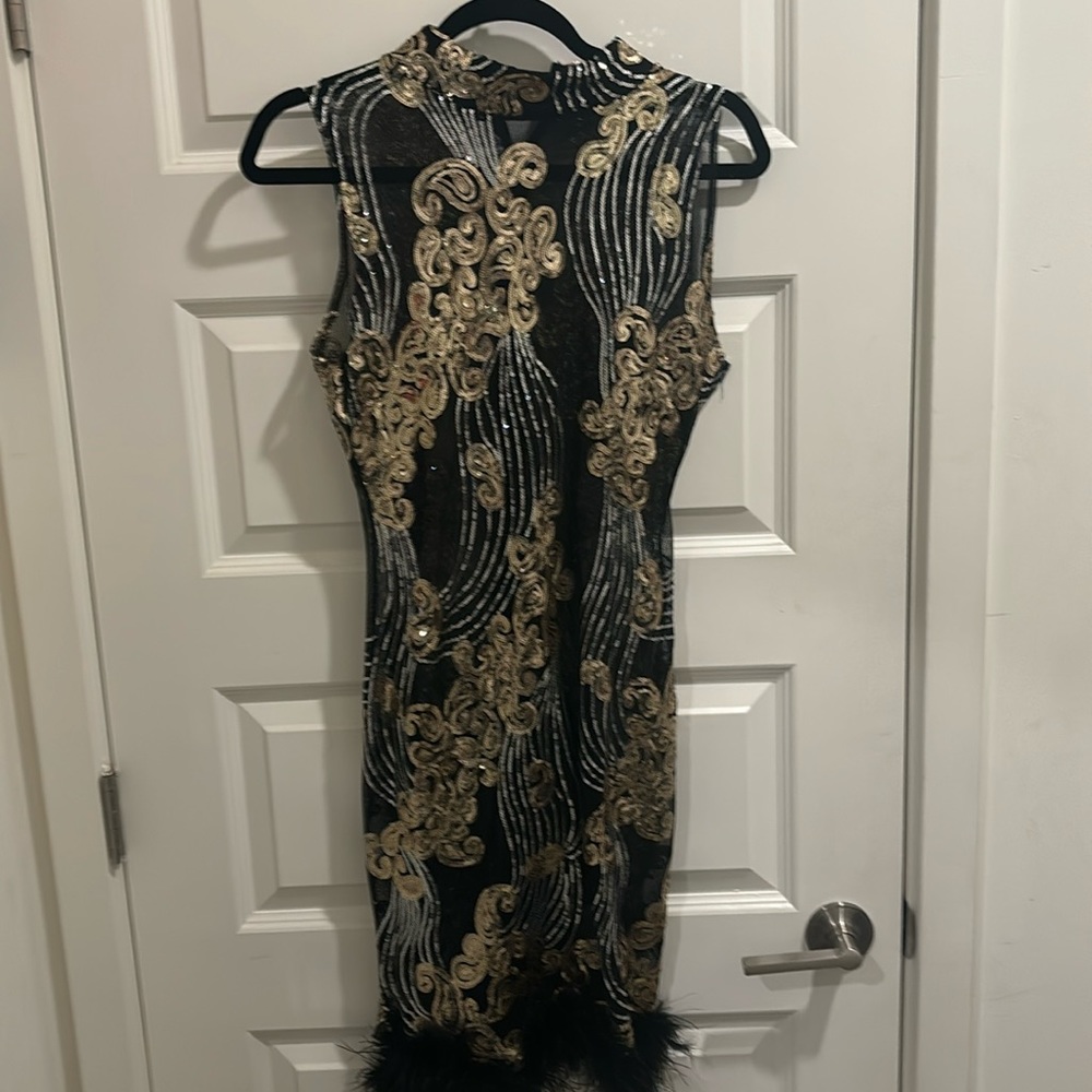 Sheer bedazzled sleeveless dress